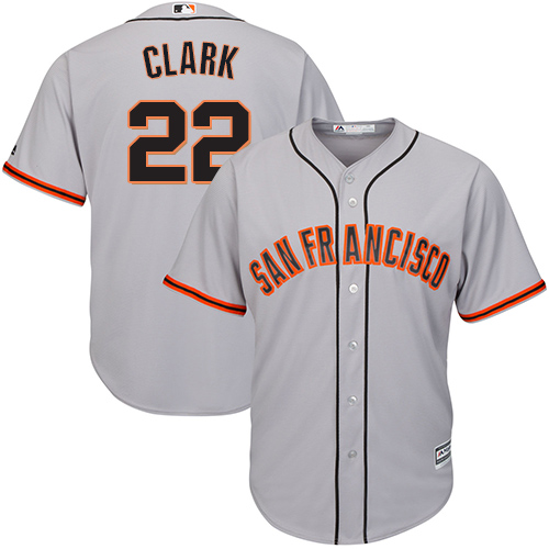Giants #22 Will Clark Grey Road Cool Base Stitched Youth MLB Jersey - Click Image to Close